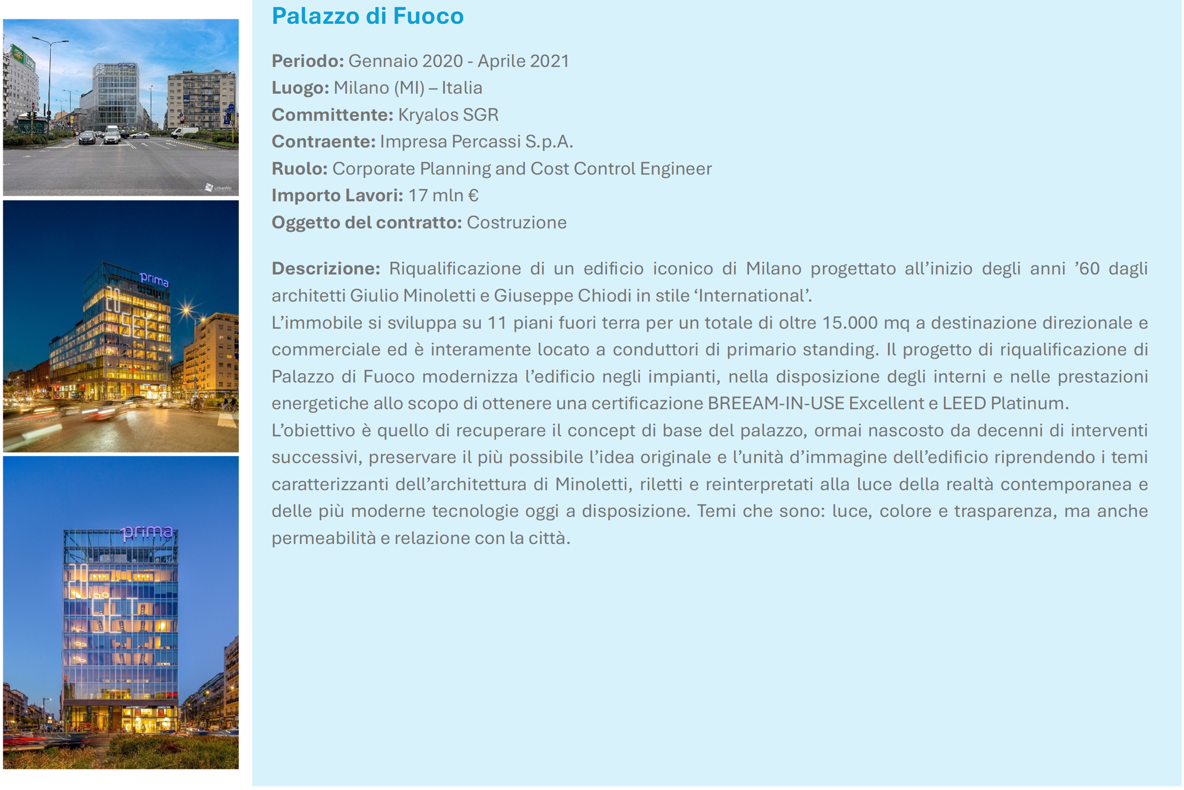 Impresa Percassi Costim Kryalos SGR Palazzo di Fuoco Milano